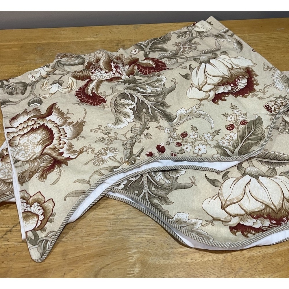 Covington Dennehy Jute 65 Floral Linen (2) Valances Flower Cottagecore 48x18"‎